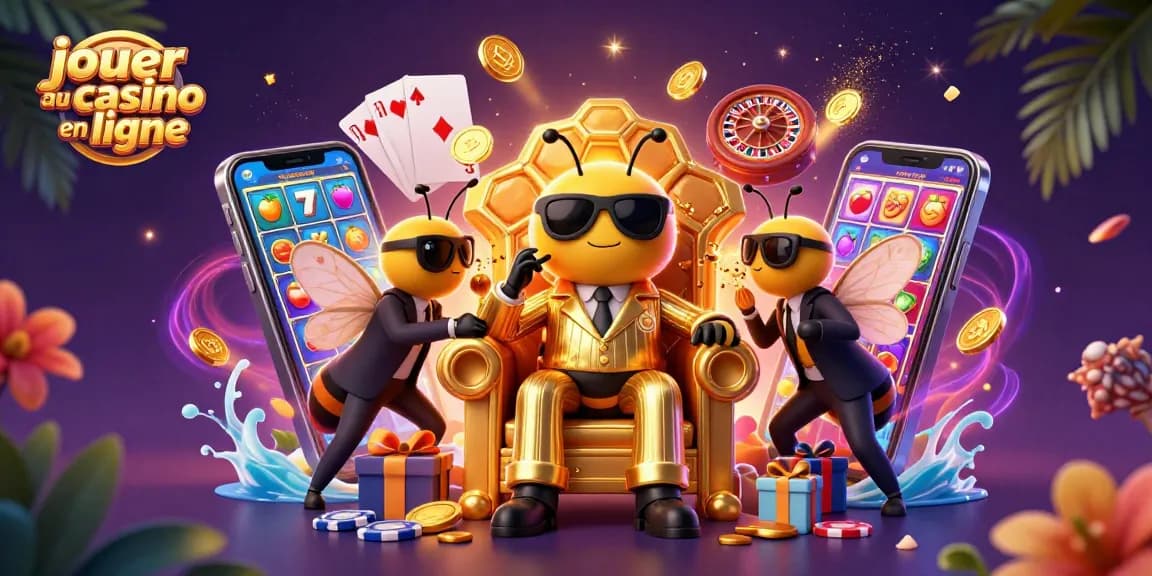Visualisez le jeu en ligne avec un boss d’abeille et des éléments de jeu luxueux.
