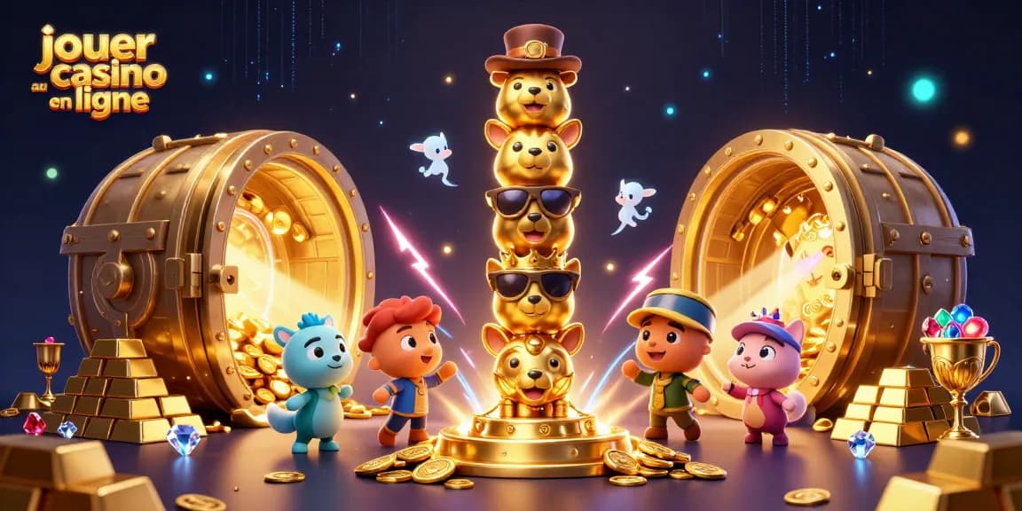 Jouer au casino en ligne avec un totem coloré et des trésors étincelants remplis de diamants.