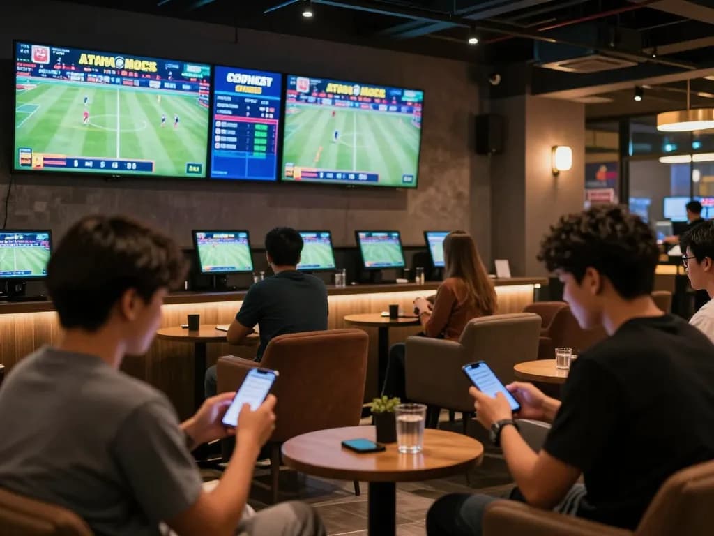 Engaged bettors review live odds for nk88’s premium sports betting experience on digital screens.