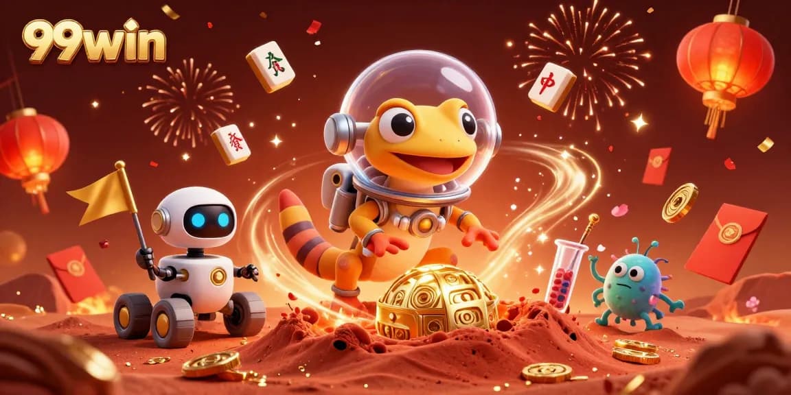 Win big with 99win at a treasure-filled Martian casino adventure, featuring dynamic gaming elements.