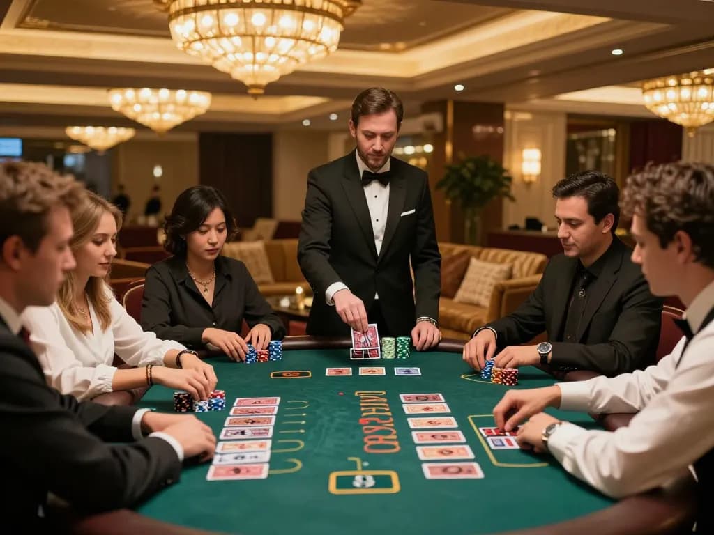 Engaged players enjoying blackjack at the sophisticated 789win casino, showcasing strategic gameplay.