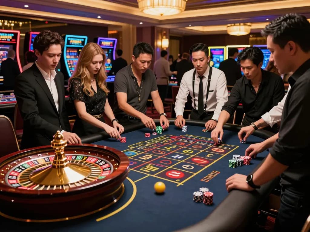 Players eagerly betting at a live roulette table, featuring gojekpot excitement and anticipation.
