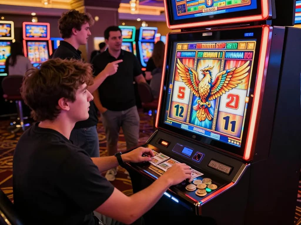 Play garuda slot with colorful reels spinning in a vibrant casino atmosphere filled with excitement.