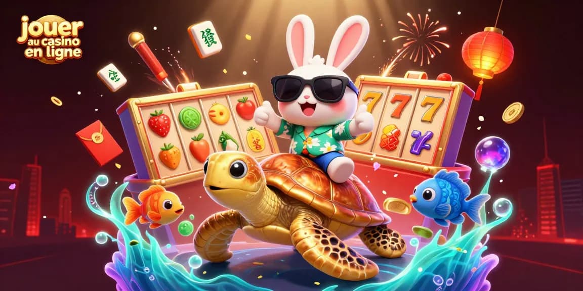 jouer au casino en ligne avec un adorable lapin chanceux et une tortue en or sous un ciel étoilé