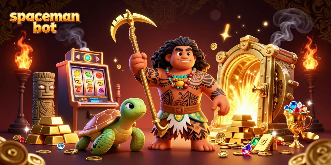 Play the thrilling spaceman bot game and win big with this vibrant casino illustration.