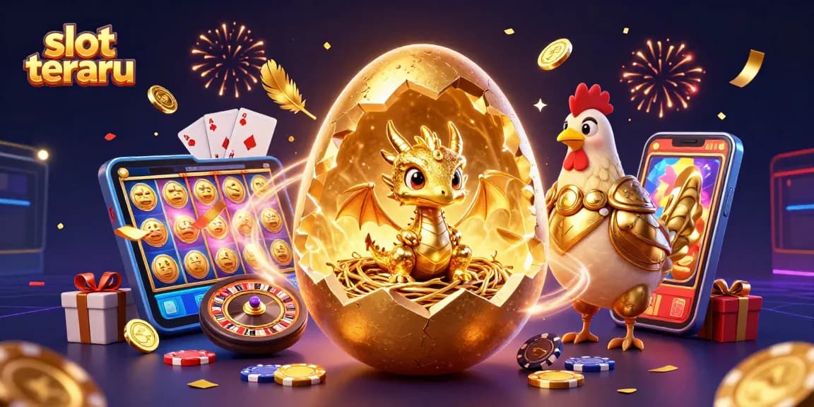 Experience winning fun with the slot terbaru showcasing a golden dragon and casino elements.