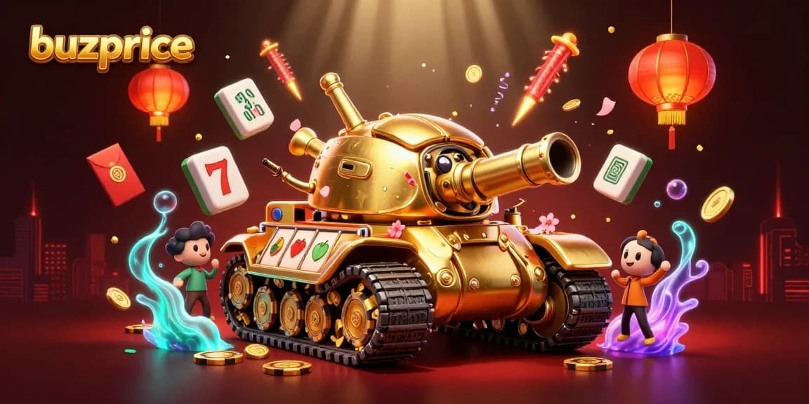 Experience buzz and excitement at buzprice with this vibrant 3D casino illustration showcasing festive gaming elements.