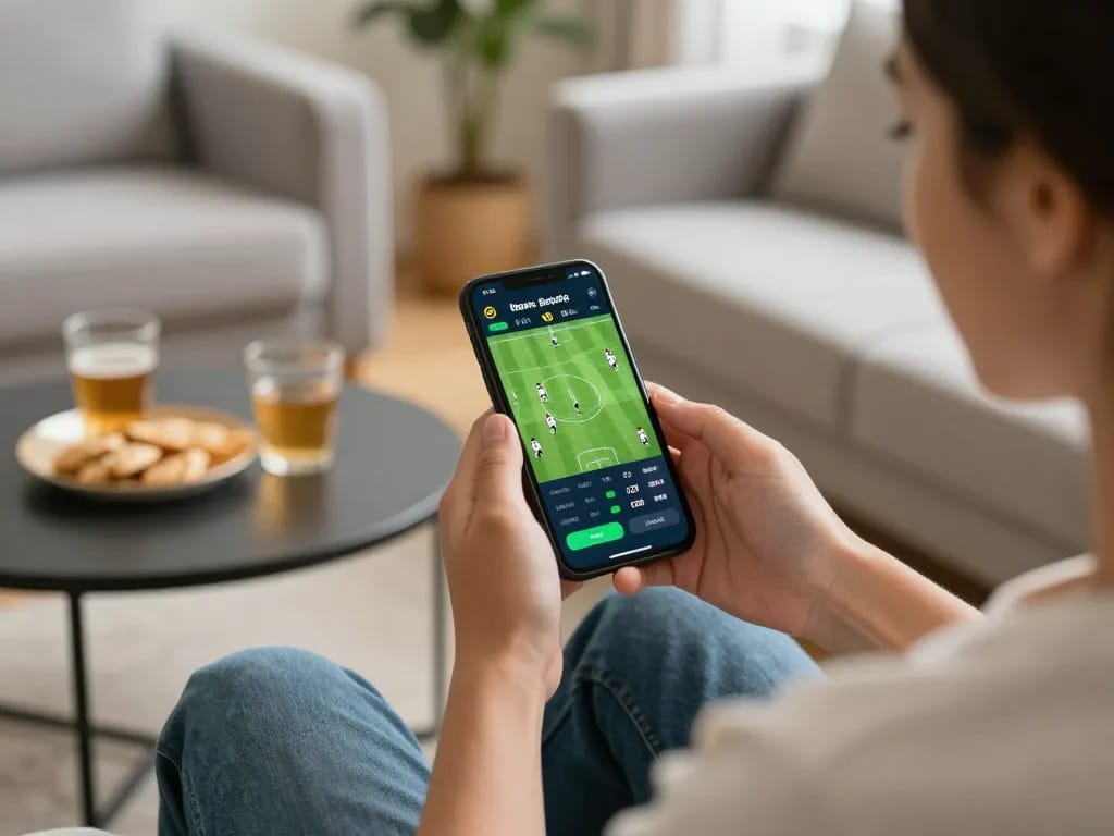 Sunwin mobile user engaging in sports betting with real-time odds on their smartphone.