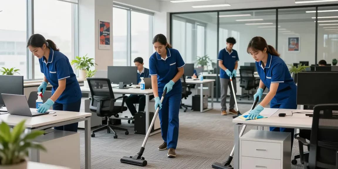 Büroreinigung in Dortmund von professionellen Reinigungskräften in einer modernen Büroumgebung.