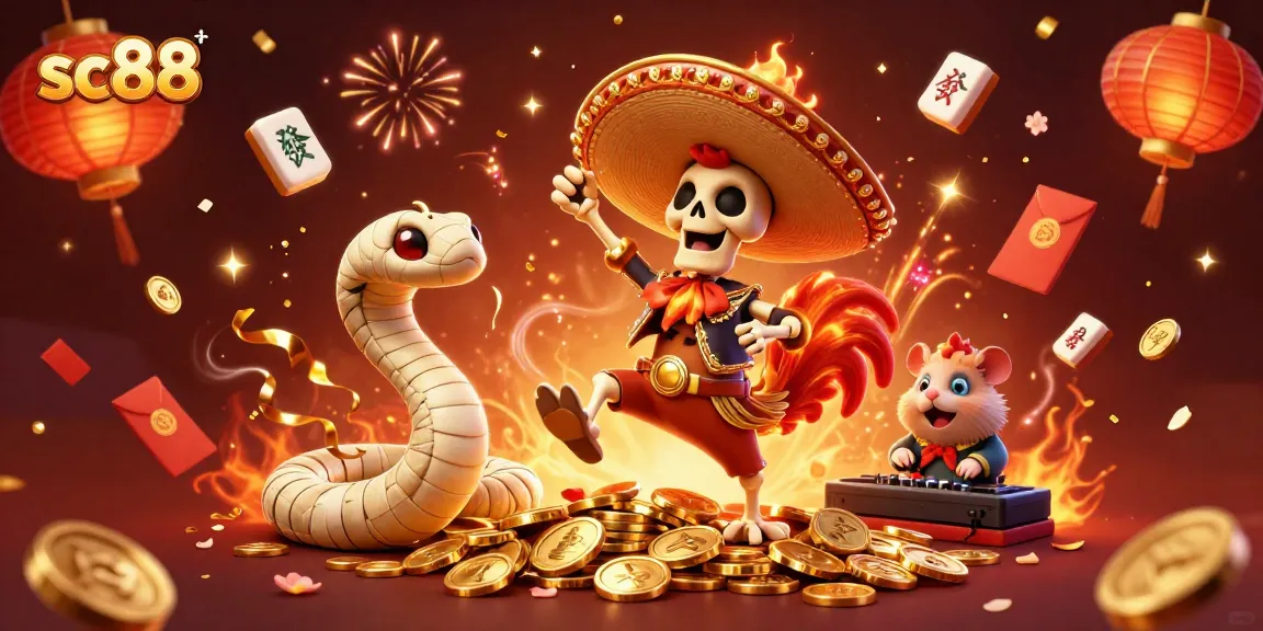 Experience sc88’s vibrant atmosphere with a lively victory dance scene featuring a mariachi rooster.