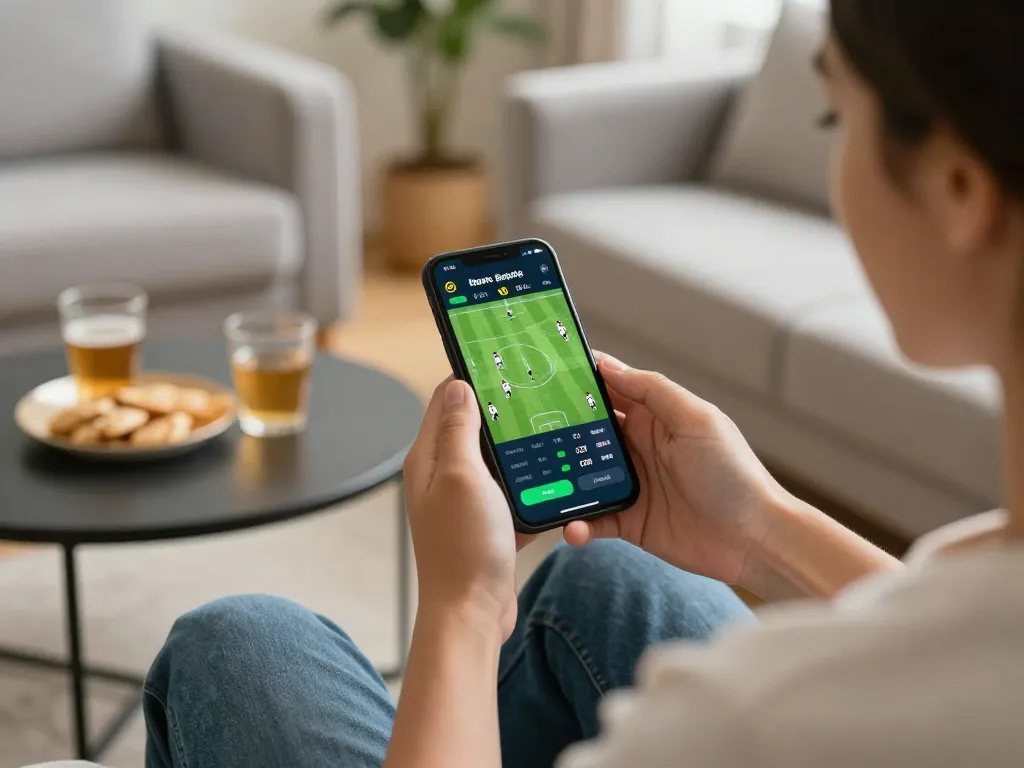 Sunwin mobile user engaging in sports betting with real-time odds on their smartphone.