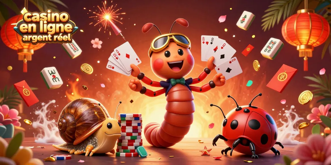 Jouez à des jeux de casino en ligne argent réel avec un croupier cartoon et des éléments de fête animés.