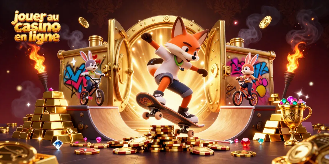 Jouer au casino en ligne avec un renard et un lapin, illustrant l'excitation du jeu sous un éclairage dramatique.