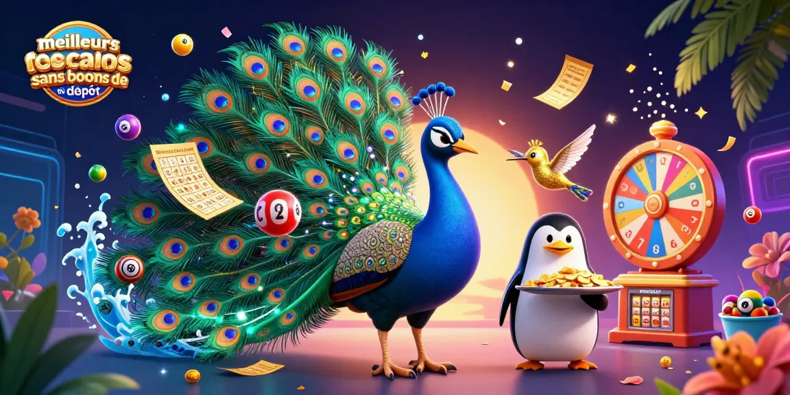 Découvrez les meilleurs sites de casino sans bonus de dépôt, illustrés par un paon et un pingouin, dans un cadre dynamique.