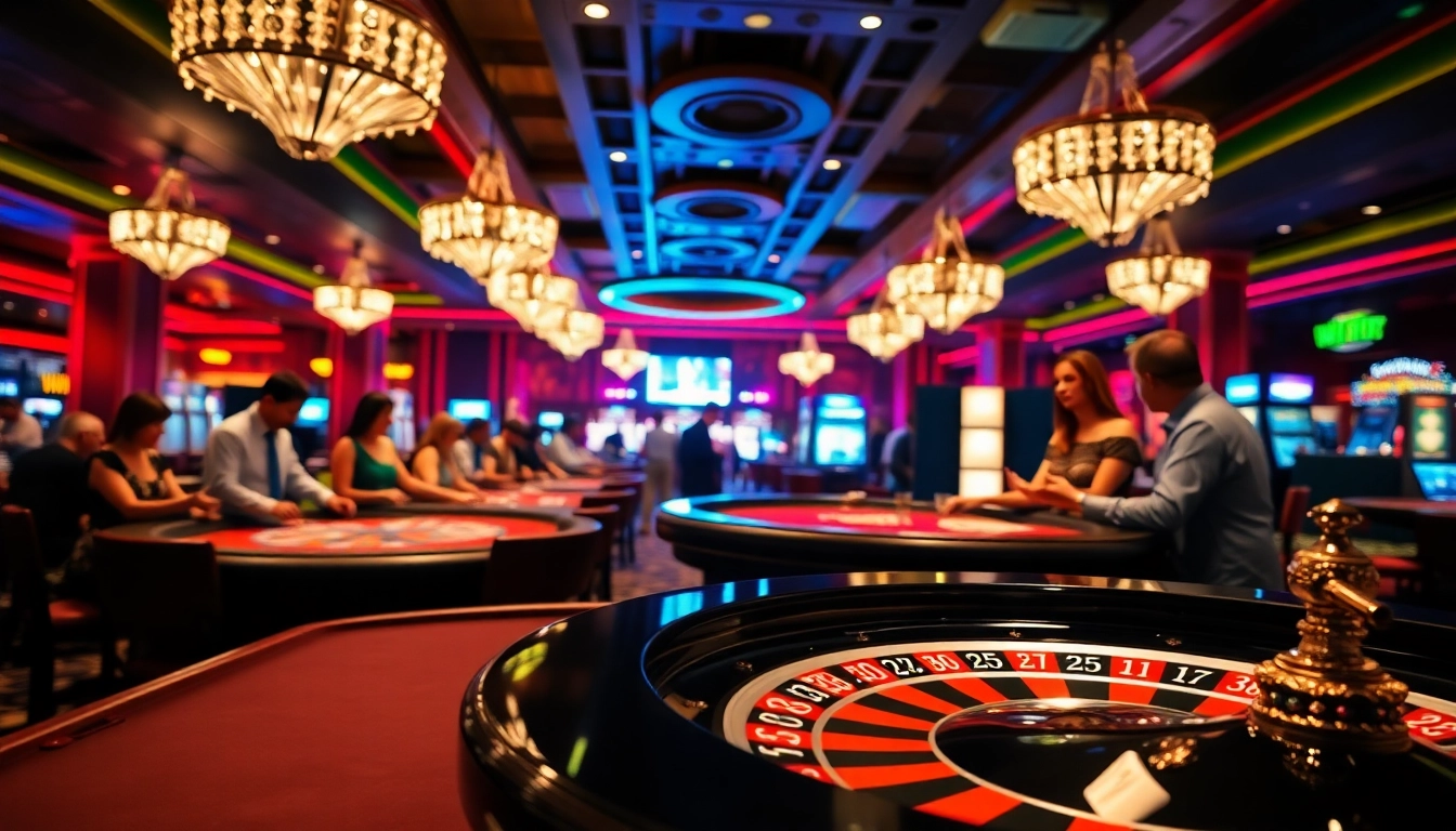 Experience the thrill at a non gamstop casino with vibrant gaming tables and excited players.