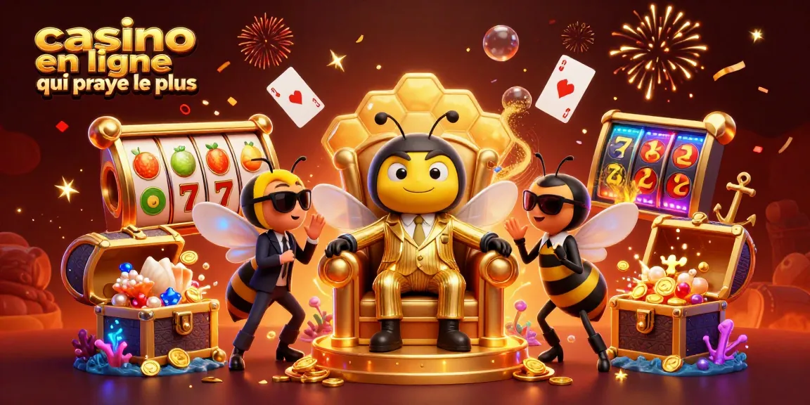 casino en ligne qui paye le plus illustre un patron de la mafia des bourdons entouré d'éléments de machines à sous et de confettis.