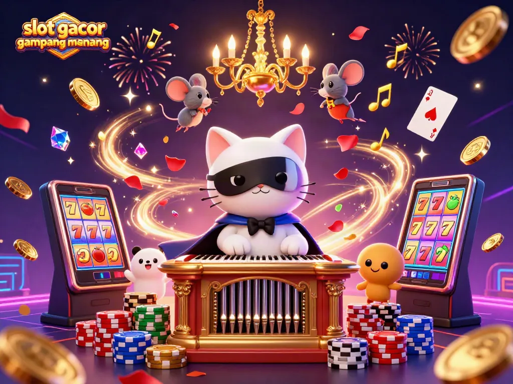 Slot gacor gampang menang - Merayakan kemenangan dengan simbol keberuntungan di kasino yang megah.