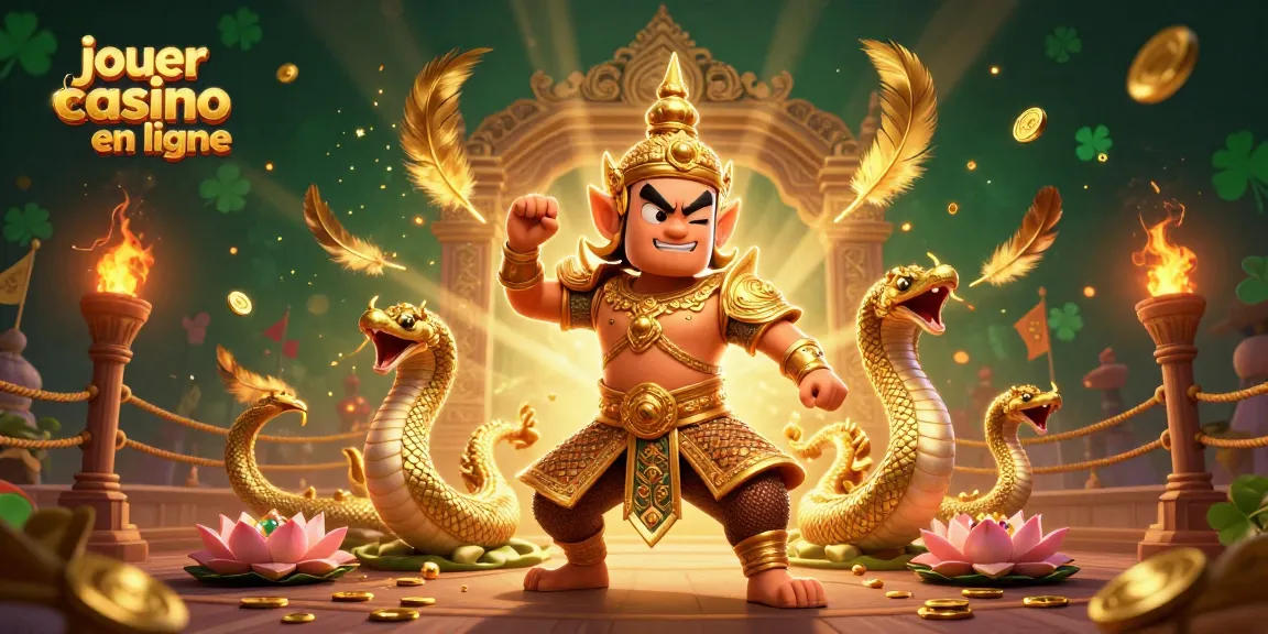 Jouez au casino en ligne avec des gardiens thaïlandais illustrés en 3D au cœur d'une scène dynamique.