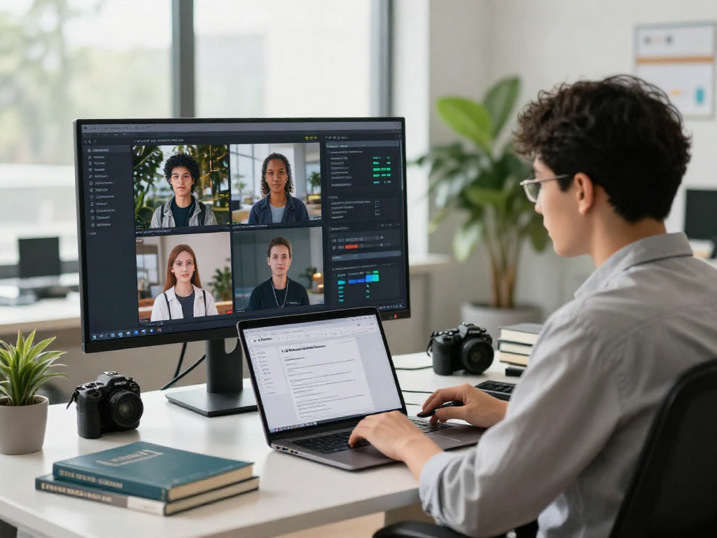 Detect AI images in a modern workspace, highlighting real-time moderation and analysis.