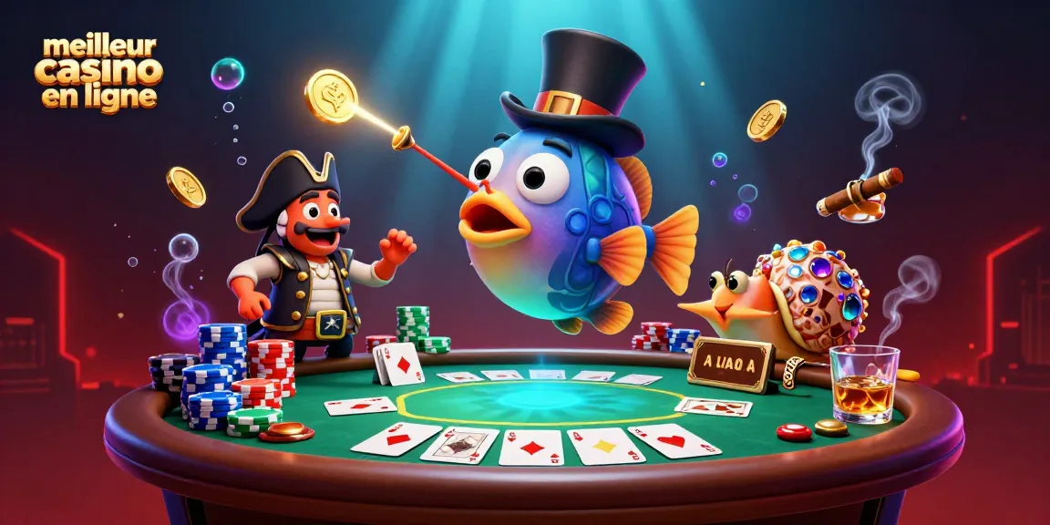 Illustration dynamique d'un casino en ligne avec un poisson-lanterne et des pièces d'or, évoquant le meilleur casino en ligne.