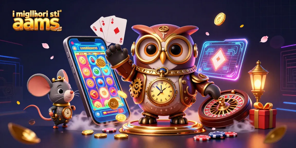 Scopri i migliori siti di scommesse non AAMS con un gufo steampunk e un topo in un'atmosfera di casinò.
