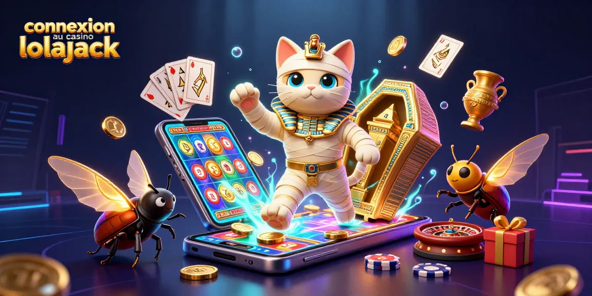 Experience the thrill at connexion au casino lolajack with a dynamic 3D illustration of casino elements.
