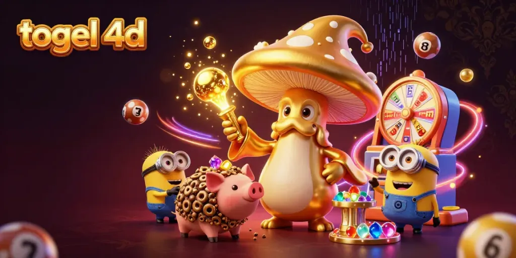 Experience the excitement of togel 4d with magical characters and vibrant lottery elements.