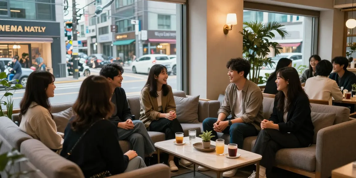 강남쩜오 멀리건에서 아늑한 공간에서 친구들이 즐거운 시간을 보내는 모습