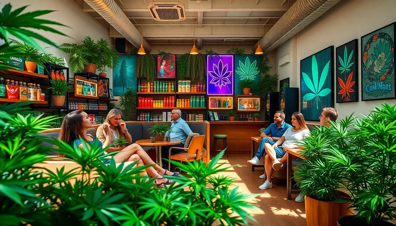 Discover the lively environment of cannabis clubs Lloret de Ma with stylish patrons enjoying their experience.