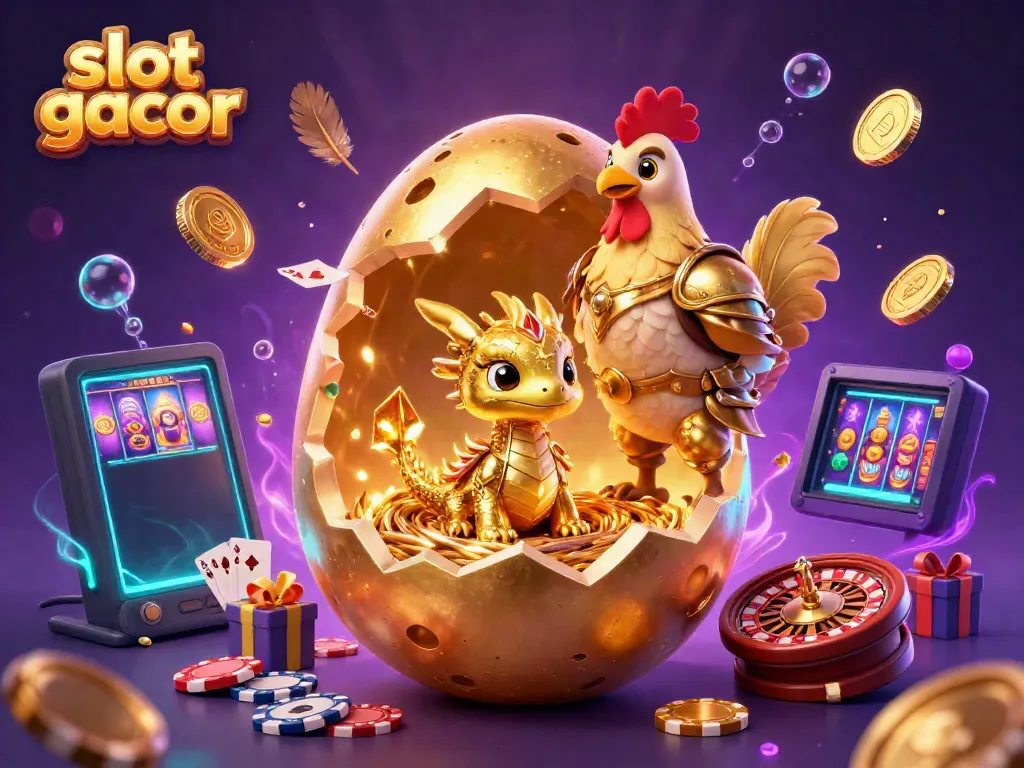 Slot gacor dengan naga emas dan permainan slot menarik di tengah suasana magis.