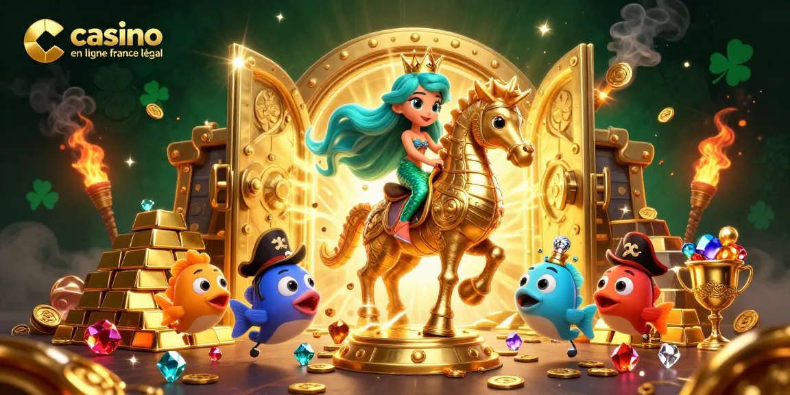 Plonger dans l'univers des jeux avec casino en ligne France légal, une princesse sirène entourée de trésors.