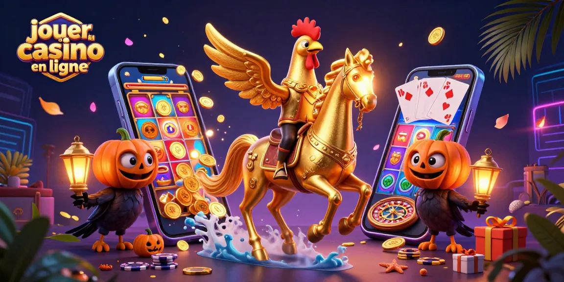 Jouer au casino en ligne avec un coq doré montant un cheval spectral dans un casino magique