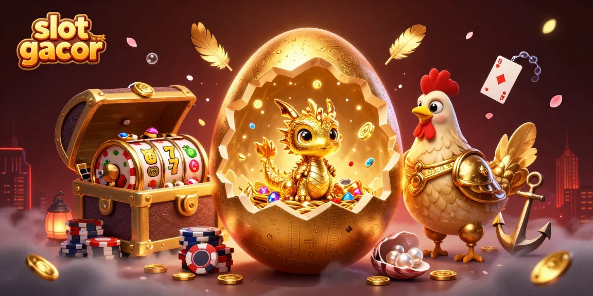 Experience the thrill of slot gacor with a golden dragon and poker chips, capturing excitement in gaming.