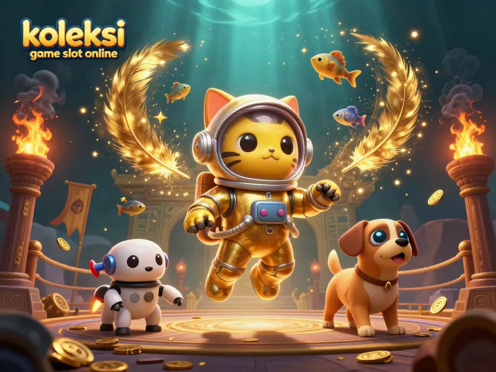 Koleksi game slot online yang menarik dengan karakter luar angkasa di latar belakang berkilau.