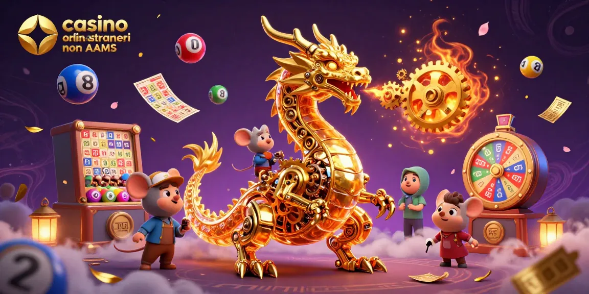 Gioca nei migliori casino online stranieri non AAMS, esplorando la fortuna con draghi dorati e biglietti fluttuanti.