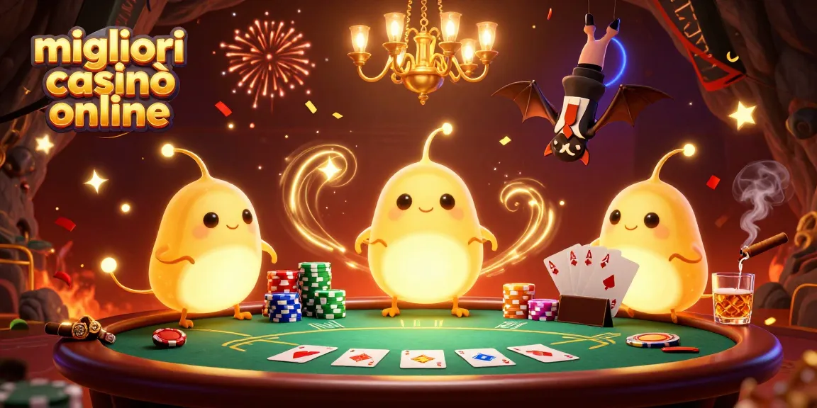 I migliori casinò online offrono tavoli da poker e dealer al tavolo in un'illustrazione colorata.