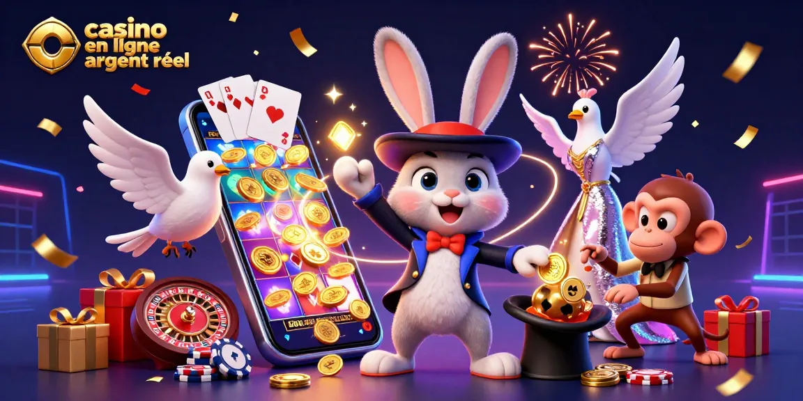 Gagnez avec le casino en ligne argent réel, illustration de magie et gains en ligne