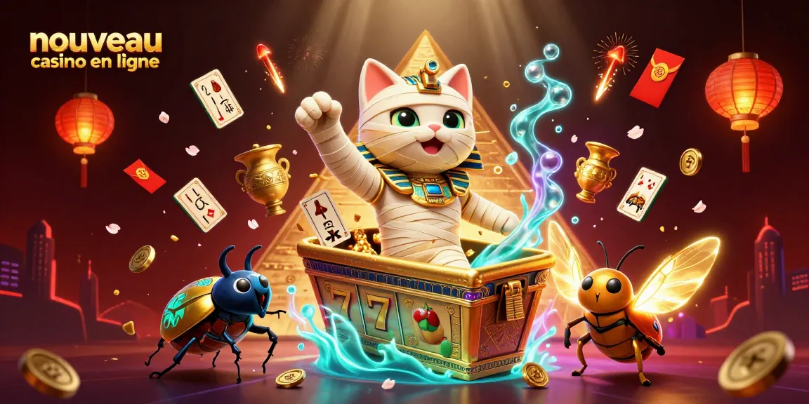 Jeu excitant avec le nouveau casino en ligne mettant en avant une chatte momie égyptienne et des symboles d'argent.