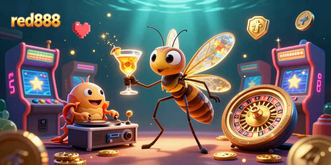 Engage with red888's vibrant casino scene featuring animated characters and thrilling gaming elements.