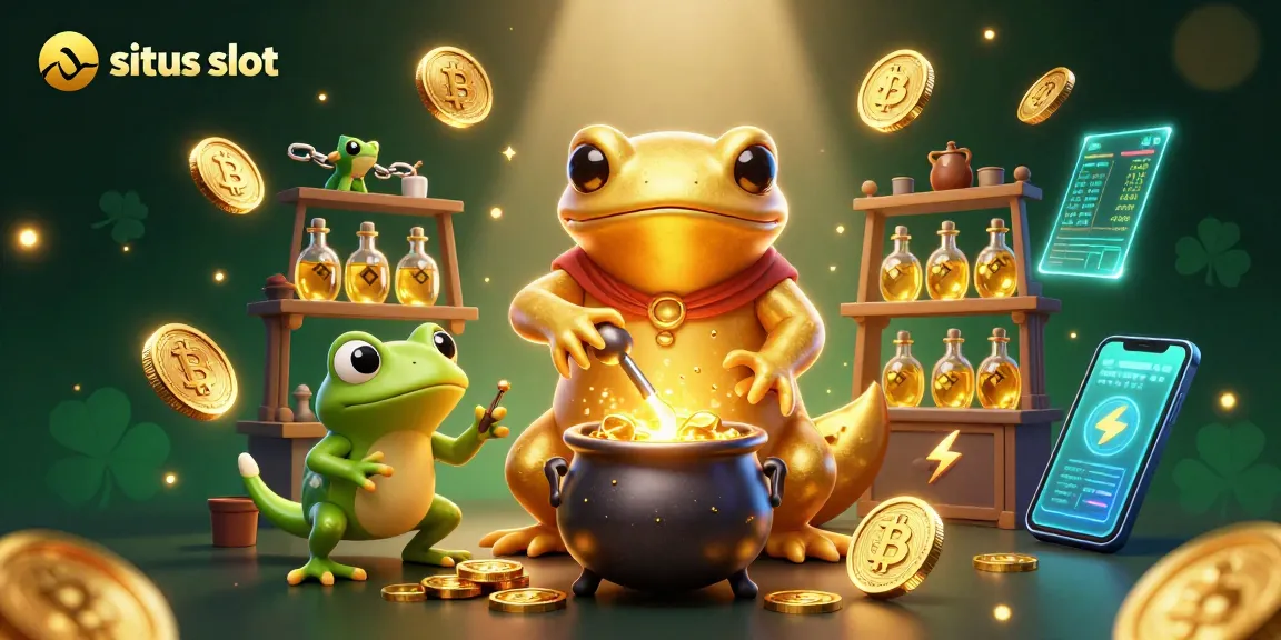 Menangkan situs slot dengan simbol dan koin yang bercahaya dalam ilustrasi 3D menarik.