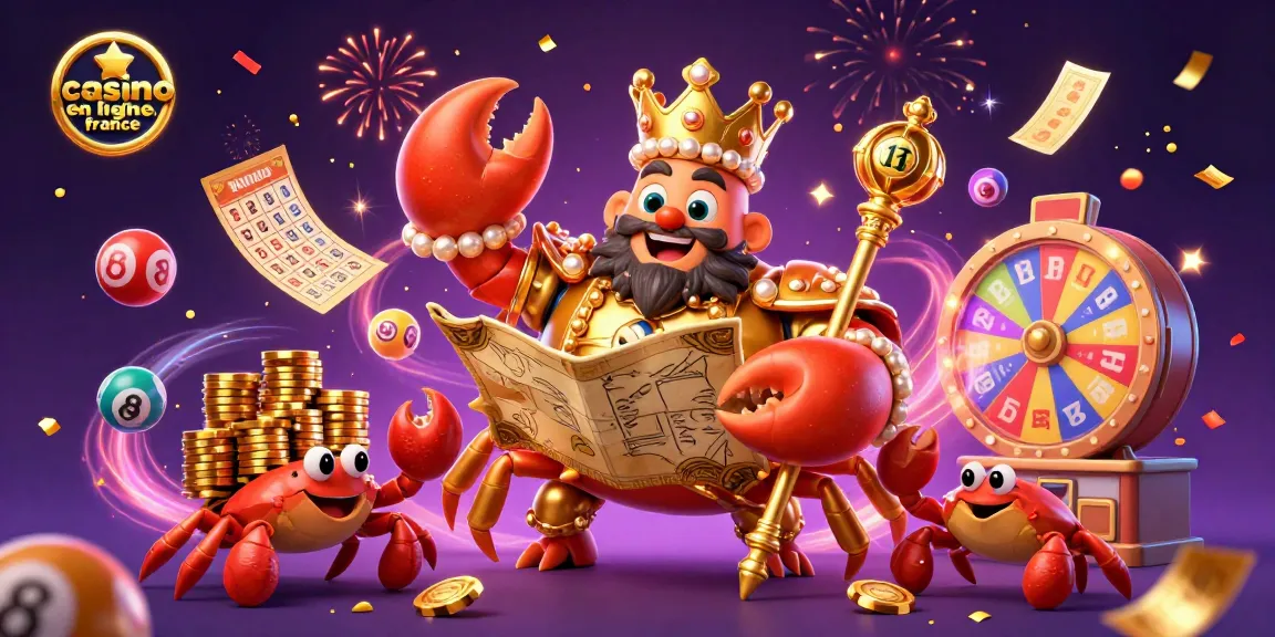 Participez aux jeux captivants sur un casino en ligne France avec un empereur crabe brillant entouré de billets d'or et de magie.