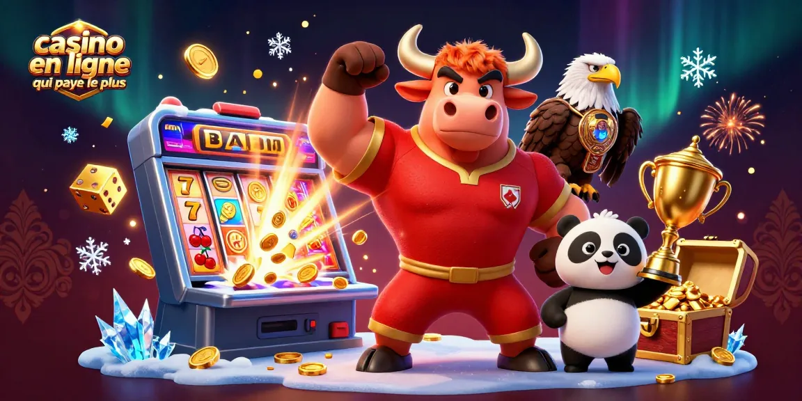 Gagnez avec casino en ligne qui paye le plus dans une scène dynamique de jackpot et personnages animés.