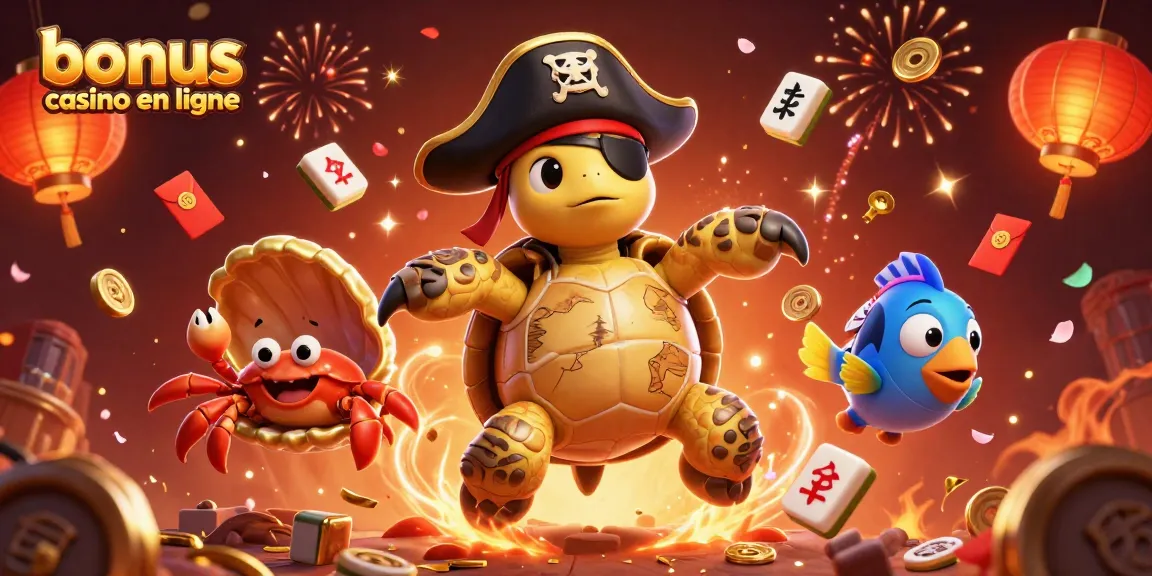 Profitez des bonus de casino en ligne avec cette illustration animée et festive.