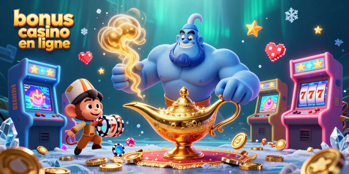 Profitez des offres de bonus casino en ligne avec un génie et des machines à sous animées.
