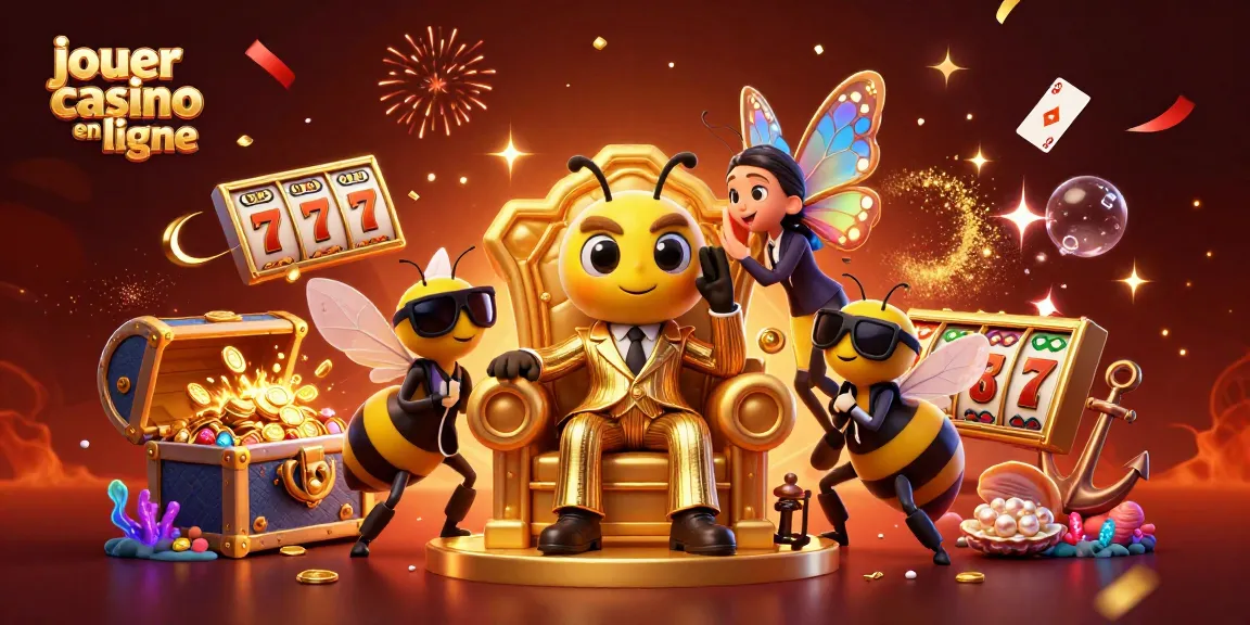 jouer au casino en ligne avec une illustration d'un patron abeille et des éléments de machines à sous
