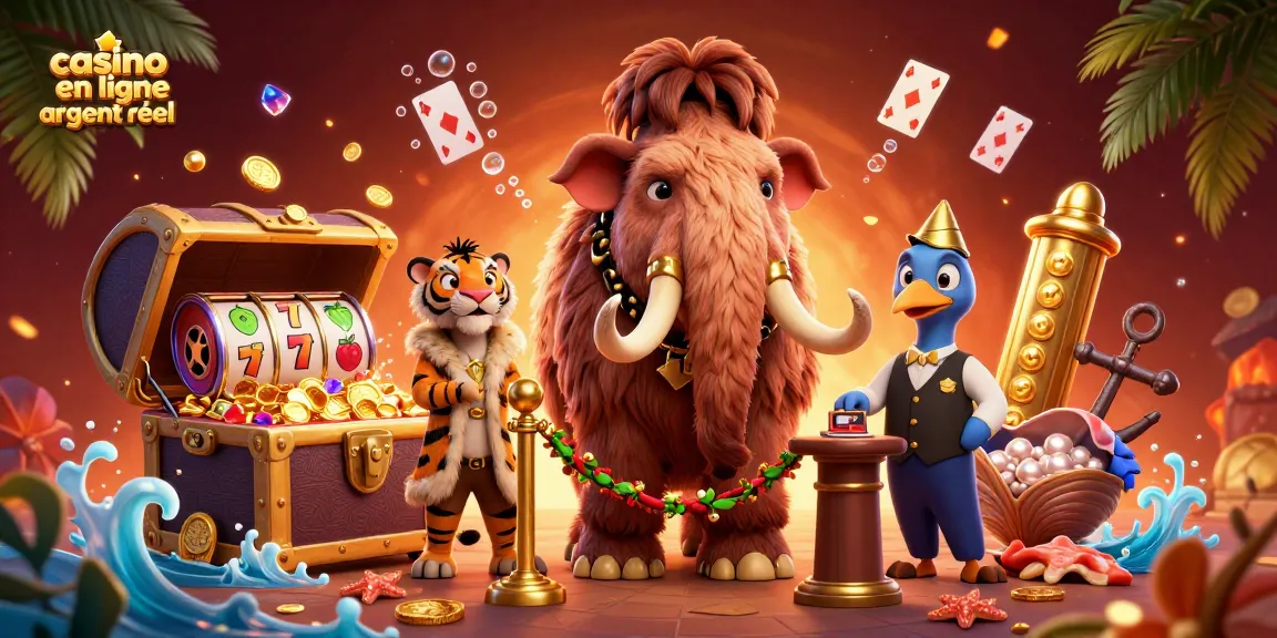 Visualisez l'entrée d'un casino en ligne argent réel avec un gardien mamouth, un VIP tigre et un portier dodo.