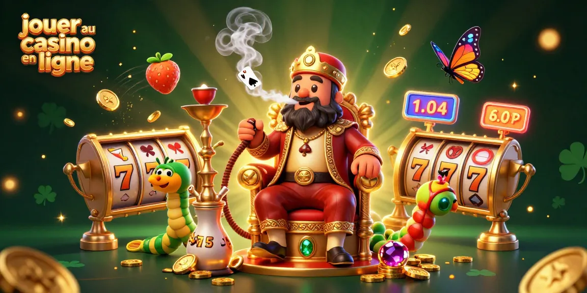 Jouer au casino en ligne avec des machines à sous, un gros croupier et des pièces d'or magiques.