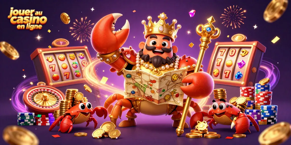Jouez au casino en ligne avec le crabe empereur et des machines à sous éclatantes.