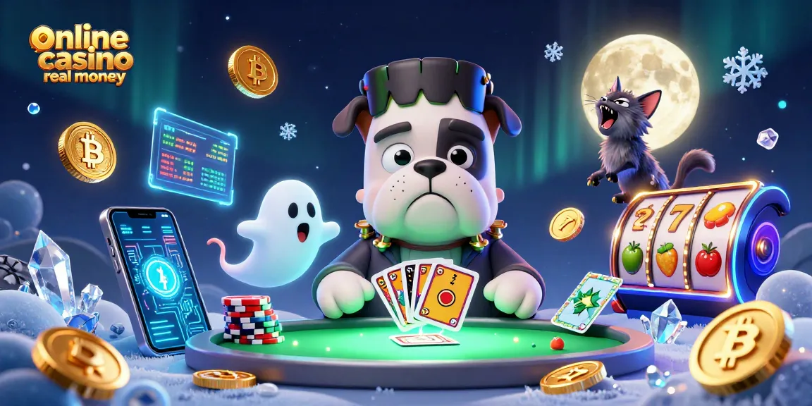 Experience the thrill of an online casino real money game with spooky characters and vibrant crypto elements.